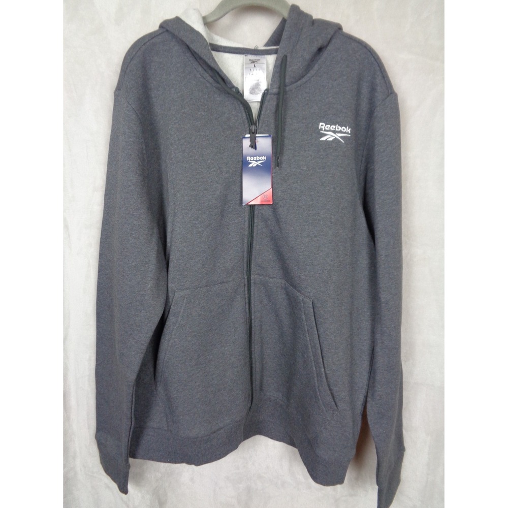 Reebok Identity Fleece Full-Zip Men's Hoodie Size Large Dark Gray